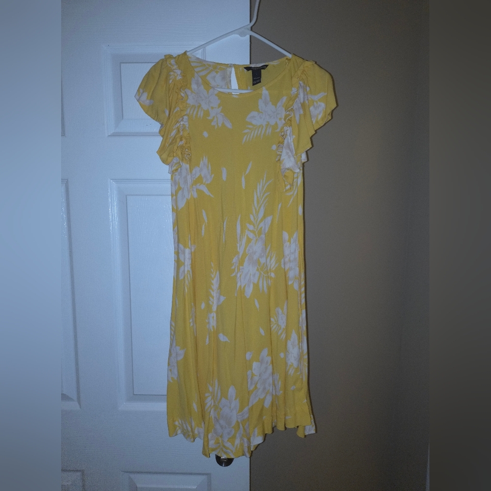 Yellow and White Flower Print Dress